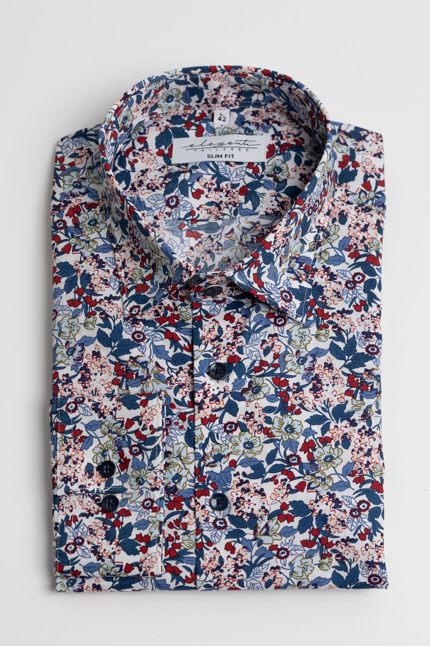 Red & Blue floral printed shirt