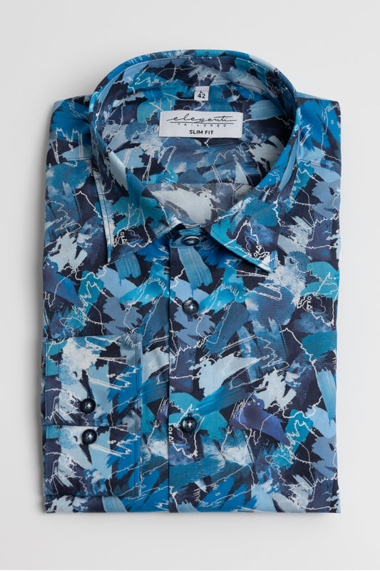 Blue picasso printed shirt