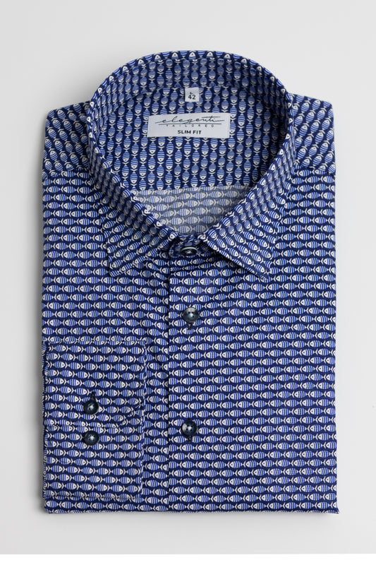 Blue shirt with fish prints